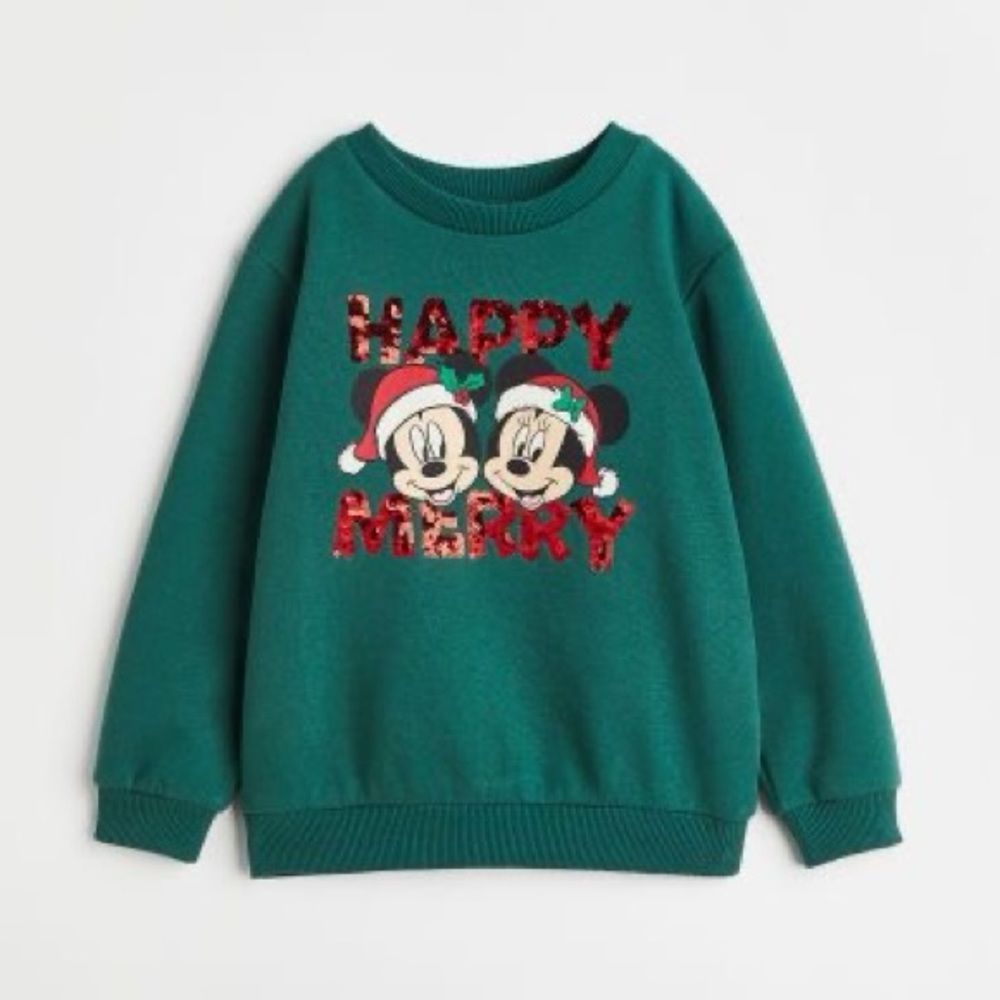 H&M Disney Mickey and Minnie Mouse Christmas Kids Sweatshirt Size 3-4 years